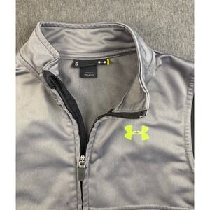 Under Armour Jacket Kids Size 6 Gray‎ Black Full Zip Activewear